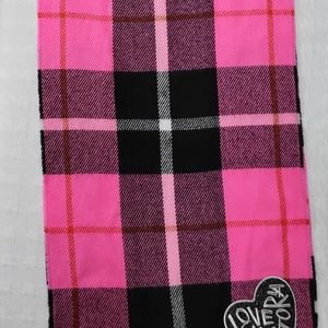 Vs-PINK/PINK & BLACK PLAID SCARF